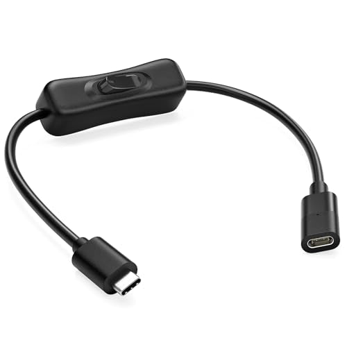 USB Type-C Extension Cable with On Off Switch [1ft], USB 3.1 Type-C Male to Female Extension Cable with ON/Off Switch Support Video/Data/PD Charging