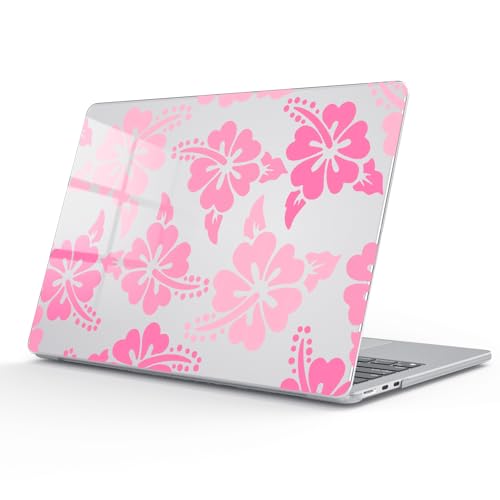 for MacBook Air 13.6 Inch Case M5/M4/M3/M2 2026-2022 Release A3449 A3240 A3113 A2681 Pink Hibiscus Flower Cute Design Crystal Clear Girly Case Laptop Protective Hard Shell Cover - color: Hibiscus Flower