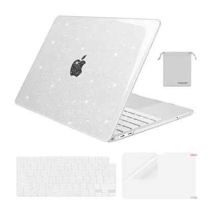 MOSISO Sparkly Glitter Case Compatible with MacBook Neo Case 13 inch 2026 | Model A3404 with A18 Pro Chip, Crack-Resistant Protective Hard Shell Case&Keyboard Cover&ScreenFilm&Pouch, Transparent - color: Transparent