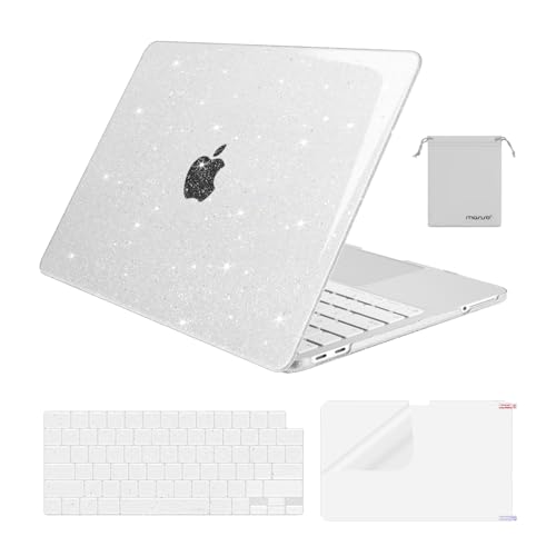 MOSISO Sparkly Glitter Case Compatible with MacBook Neo Case 13 inch 2026 | Model A3404 with A18 Pro Chip, Crack-Resistant Protective Hard Shell Case&Keyboard Cover&ScreenFilm&Pouch, Transparent - color: Transparent