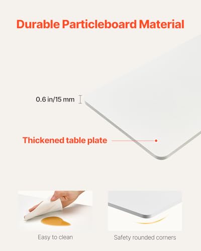 VEVOR Overbed Table, Over Bed Table with Wheels Adjustable Height, Mobile Hospital Bed Table, Rolling Laptop Desk with Fixed Top & Cup Holder, Portable Over Bed Desk for Home, Office, Study, White - color: White, style: Fixed Desktop