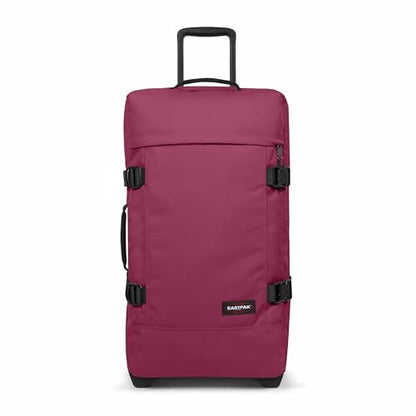 EASTPAK Tranverz M – 78L Medium Soft Sided Checked Luggage, Dual Compartments, TSA Lock, Compression Straps & Smooth Inline Wheels, Wine Burgundy - color: Wine Burgundy, size: 78 Liter Checked Bag