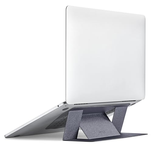 MOFT Laptop Stand for Desk, Adhesive MacBook Computer Stand with 2 Adjustable Viewing Angles, Foldable and Portable Laptop Riser Compatible with 11"-16" Laptops, Starry Grey(Adhesive Version) - color: Starry Grey, size: 11.6"-16" Laptops-adhesive