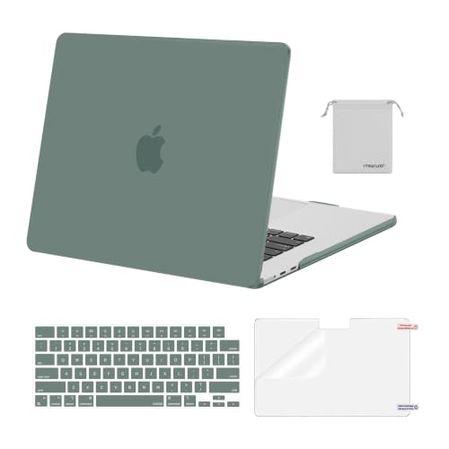 MOSISO Compatible with MacBook Air 15 inch Case M5 2026 M4 M3 M2 2025-2023 | A3448 A3241 A3114 A2941, Scratch-Resistant Protective Hard Shell Case&Keyboard Cover&ScreenFilm&Pouch, Emerald Green - color: Emerald Green