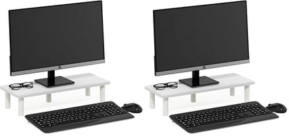 Furinno Turn-N-Tube Monitor Riser Stand, White/White (Pack of 2) - color: White/White, size: 23.6"w Rectangle (Pack of 2)
