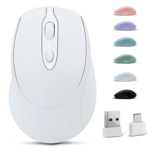 Bluetooth Mouse - Wireless, Rechargeable, Silent, Slim, Portable for Laptop, iPad, MacBook Pro, Surface Pro, PC and Samsung Tablet (White) - color: White