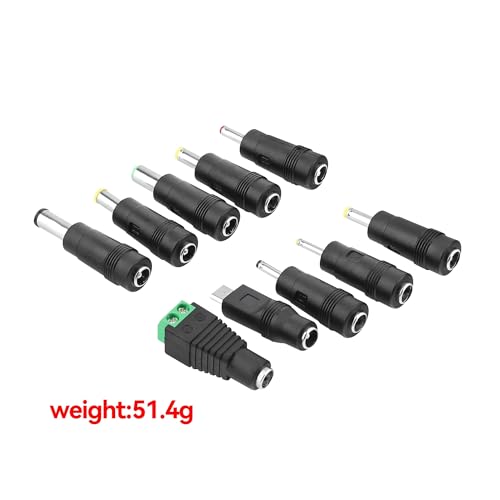 DC Plug 10 Connector Tips Kits [6.0x4.4mm 6.3x3.0mm 5.5x2.5mm 5.5x3.0mm 4.8x1.7mm 4.0x1.7mm 3.5x1.35mm 3.0x1.1mm 2.5x0.7mm Micro USB LED Terminal Connector] for 5.5 x 2.1mm AC Power Adapter