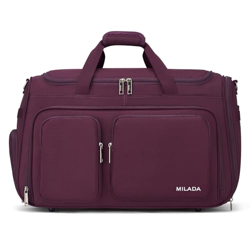 MILADA Carry On Luggage Bags for Travel Lightweight Personal Item Travel Bag Foldable Large Duffle Bag for Travel Tote Overnight Bags for Women Mens Weekender Bags, Purple - color: Purple, size: Carry On 21.5 inch