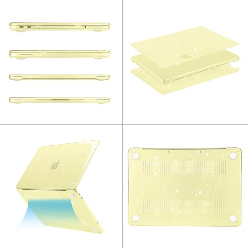 MOSISO Sparkly Glitter Case Compatible with MacBook Neo Case 13 inch 2026 | Model A3404 with A18 Pro Chip, Crack-Resistant Protective Hard Shell Case&Keyboard Cover&ScreenFilm&Pouch, Citrus - color: Citrus