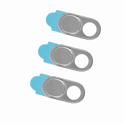 Metal 3Pcs Webcam Cover Sticker Lens Slide for Laptop Smartphone Tablet Computer Protection from Hackers Thickness 0.7mm (Silver) - color: Silver