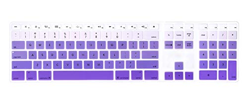HRH Ombre Purple Silicone Keyboard Skin Cover for iMac Wired USB Full Size Keyboard with Numeric Keypad A1243(G6 MB110LL/B and MB110LL/A) - color: Ombre Purple