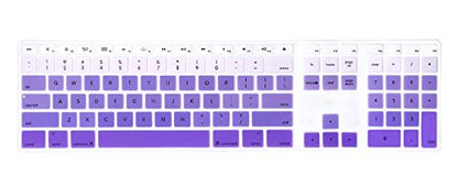 HRH Ombre Purple Silicone Keyboard Skin Cover for iMac Wired USB Full Size Keyboard with Numeric Keypad A1243(G6 MB110LL/B and MB110LL/A) - color: Ombre Purple