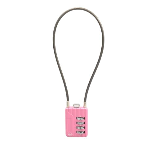 4 Digit Cable Combination Locks 12 inches Cable for School Gym Locker,Helmet,Filing Cabinets,Toolbox,Luggage Suitcase,knapsack,Cable 3mm Diameter,Pink - size: 30cm(12in)Cable Pink
