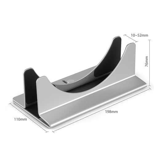Adjustable Mac mini Stand Aluminium Vertical Laptop Holder Desk Mount - Universal Fit for Mac mini 2005-2023, Compatible with Laptop and Mini PC - Slot Width (10-52mm/0.4-2 inch) - color: Silver for Mac Mini 2005-2023
