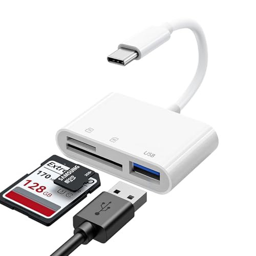 USB C SD Card Reader for iPhone 15 16 17, SD Card Adapter with SD MicroSD USB 3 Ports, USBC Memory Card Reader for iPhone 15 16, iPad, Mac, MacBook Pro/Air,Digital Camera Adapter iPhone, Android