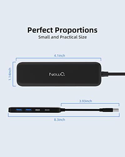 Dual USB C USB A 3.0 Hub: USB Hub 4 Ports with 2* USB-C 3.0 and 2* USB-A 3.0, Ultra Slim Portable USB Splitter Adapter for Laptop, PS4, Flash Drive, HDD, Xbox, Printer, Mouse, Keyboard, Computer - size: 10cm