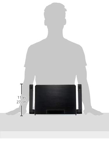 WorkEZ Light Adjustable Height Laptop Stand for Desk, Ergonomic Laptop Holder, Foldable Computer Stand, Cooling Computer Holder Notebook Riser for Desk, Black - color: Black