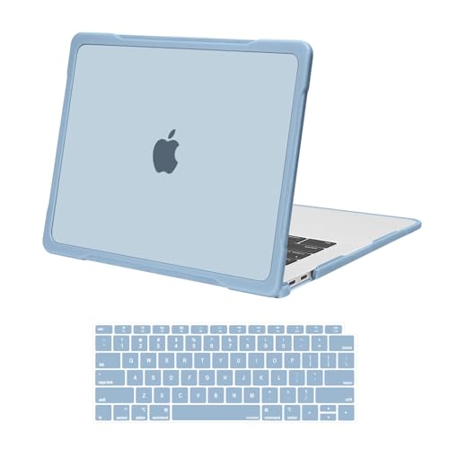 MOSISO Compatible with MacBook Air 13 inch Case M1 2018-2021, Sky Blue | Reduces-Fingerprints with Soft TPU Bumper Shell&Keyboard Cover for MacBook Air 13.3 M1, 2021 2020 2019 2018 A2337 A2179 A1932 - color: Sky Blue