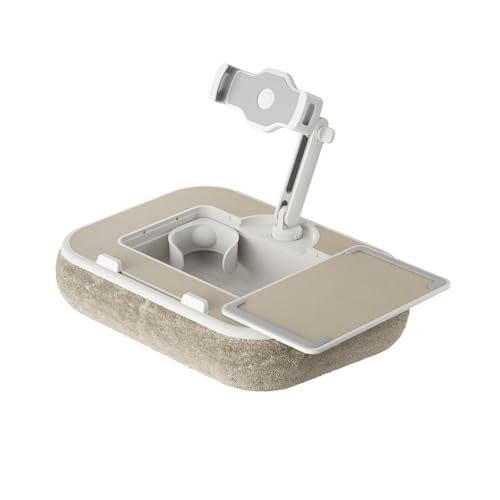 Tablet Pillow Stand,Pillow Stand Holder,Laptop Lap Desk with Mouse Pad,360° Rotating Clip Compatible with 4.7-13" Tablet/Phone,11-15" Laptop,Cup Attachment & Detachable 360° Stand Arm - color: apricot