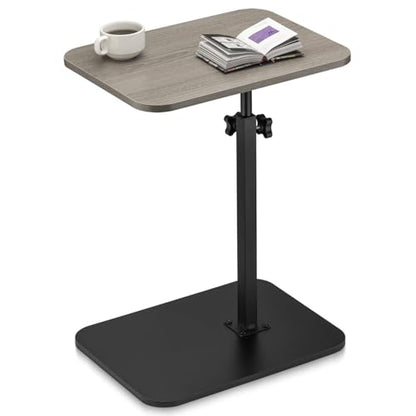ZEAPTAC C-Shaped Side Table, 360° Swivel Height Adjustable, Lightweight Portable TV Tray Snack End Table for Couch Sofa Bed Small Spaces-Black Wood - color: Black Wood