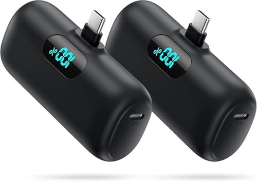 [2 Pack]Small Portable Charger for iPhone 17/16/15 Series,5000mAh 3A PD USB C Power Bank, Mini Travel Essentials Battery Pack for iPhone 17/17 Pro/16/16 Plus/16 Pro/15 Pro Max,Samsung,Android/LG etc - color: Black+Black, size: 5000mah