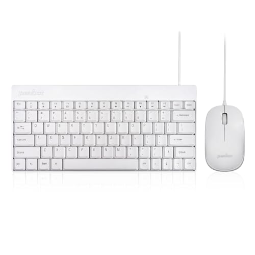 Perixx PERIDUO-212W, Wired Mini Keyboard and Mouse Set, USB Connection, White, US English Layout - style: Wired White