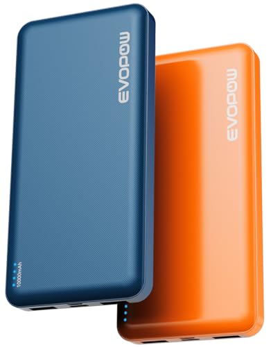 2-Pack Portable Charger, 10000mAh Power Bank, Battery Pack, Battery Bank | Slimmer, Fast Charging, USB C in&Out, for iPhone Tablet Samsung Pixel Headphones etc (Blue&Orange) - color: Blue&Orange