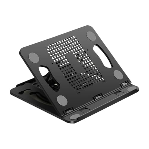 KOMBIUDA Adjustable Foldable Laptop and Tablet Stand with Hollow Ventilation for Portable Desk Use, Black Computer Holder for Office and Travel