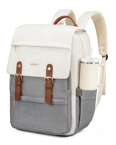 LOVEVOOK Laptop Backpack for Women, 15.6 Inch Vintage Travel Backpack Purse – Airline Approved Large Computer Bag, Lightweight for Nurse Teacher - color: Grey-1, size: 15.6 Inch