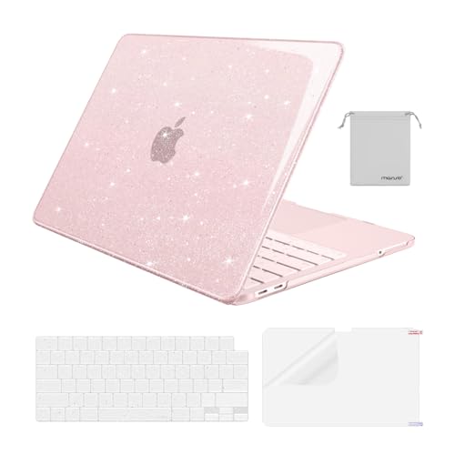 MOSISO Sparkly Glitter Case Compatible with MacBook Neo Case 13 inch 2026 | Model A3404 with A18 Pro Chip, Crack-Resistant Protective Hard Shell Case&Keyboard Cover&ScreenFilm&Pouch, Blush - color: Blush