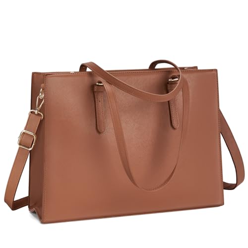 Laptop Bag for Women Waterproof Lightweight Leather 15.6 Inch Computer Tote Bag Business Office Briefcase Large Capacity Handbag Shoulder Bag Professional Office Work Bag | Waterproof Lightweight Leather Large Capacity Work Bag Business Office Briefcase D
