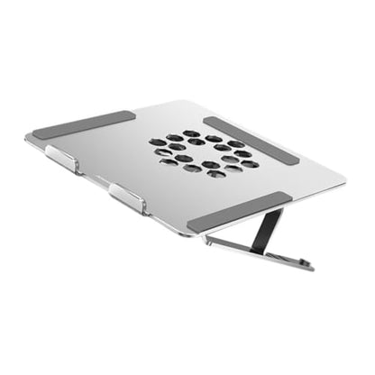 TEHAUX Aluminum Alloy Laptop Cooling Pad Adjustable Height Ventilated Support Stand with Quiet Fan for Notebooks to 17.3 Inch Silver for Gaming and Office Use