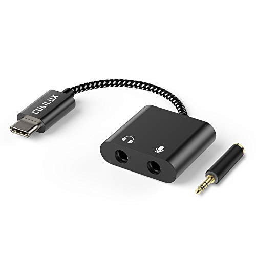 USB C to TRS Headphone Microphone Splitter, Type C to 3.5mm Audio MIC Adapter for iPhone 17/16/15 Series, Samsung S24/S23/S22 Tab S9/S8/S7, S23/S21/S20 FE, Z Fold 5/4/3/2, Z Flip 5/4/3/2 - color: Black, size: USB C, HP MIC
