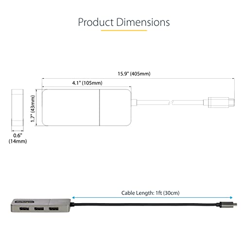StarTech 3-Port USB-C MST Adapter, Triple 4K 60Hz DP, HDR, Windows, DSC | Laptop display extender, Triple 4K 60Hz, 2ch audio, HDCP 2.2, Extra-long built-in cable, Windows - size: 3 x DP 1.4