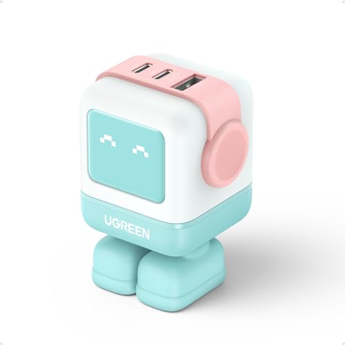 UGREEN Uno 65W USB C Charger Block, 3-Port GaN Charger Fast Charging for iPhone 17, Gifts for Women, for MacBook Pro/Air/Neo, XPS, Galaxy S26/S25, Pixel, Steam Deck, ROG Ally, Pink Blue - color: Pink Blue