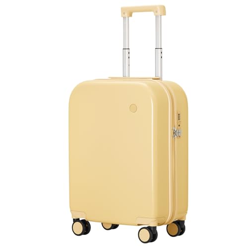 mixi Carry on Luggage, 20'' Suitcase Spinner Wheels Luggage Hardshell Lightweight Rolling Suitcases PC with Cover & TSA Lock for Business Travel, Lark Yellow - color: Lark Yellow, size: 20in Carry on