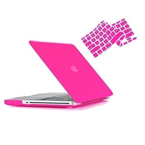 RUBAN Compatible with MacBook Model A1286 (2011 2010 2009 Year Old Version Pro 15 inch with CD-ROM), Plastic Hard Case Shell and Keyboard Cover - Hot Pink - color: Hot Pink