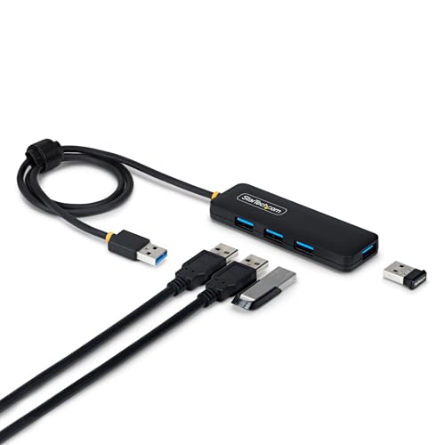 StarTech 4-Port USB-A Hub 5Gbps with 2ft/61cm Cable, Dell (H5A4A-USB-HUB-2) | SuperSpeed 5Gbps, 4 USB-A adapter, USB Powered portable, Plug-and-play, MacBook, Chromebook, PC, Peripheral devices - size: 2 ft, style: USB-A