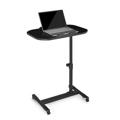 Athena Collection Adjustable Standing Desk Overbed Table with Wheels, Black | Height Adjustability(24"-36"), Smooth-rolling Casters, Rolling Lab Cart with Large Tabletop for Office, Hospital, Clinic - color: Black, size: without Mouse Pad