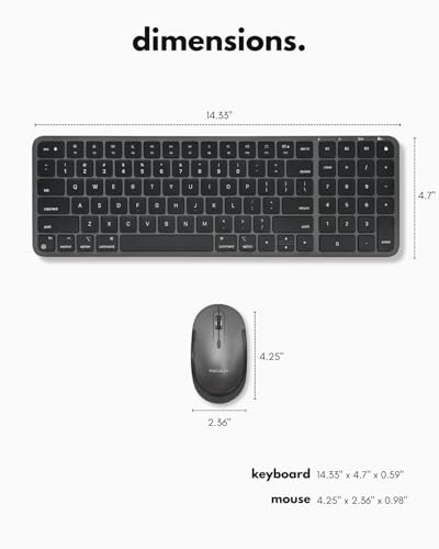 Macally Bluetooth Mac Keyboard and Mouse (Compact, Multi Device, Rechargeable) - Wireless Apple Keyboard and Mouse Combo - for Mac mini/Studio, MacBook Pro/Air, iMac, iPad, iPhone - Space Black - color: Space Black