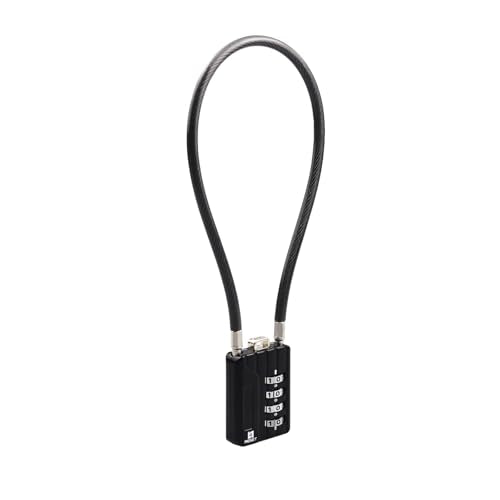 RESET-201 4 Digit Combination Padlock, 12 in 5mm Flexible Cable, 1 Pack | 12 in 30cm flexible 5mm cable for trash cans, lockers, helmets and storage boxes. Light-duty 4 digit lock. - size: 30cm(12 inch)Cable