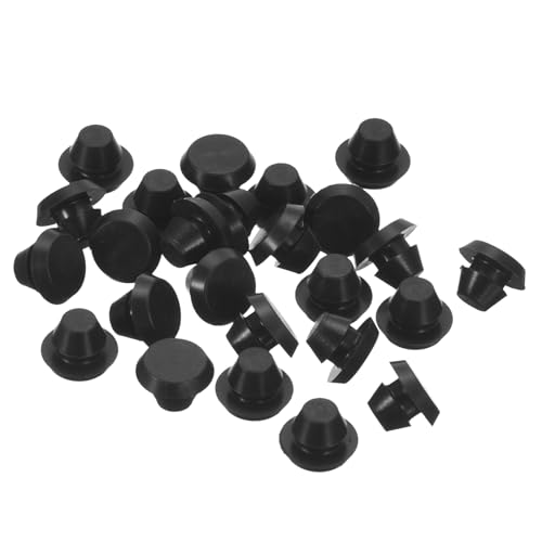 uxcell 25Pcs Silicone Plugs, Rubber Round Snap in Locking Hole Plugs for 5-5.5mm Hole, Hole Stoppers Waterproof Hole Plug for Metal Tube, Furniture End Caps Inserts, Black - size: 5-5.5mm