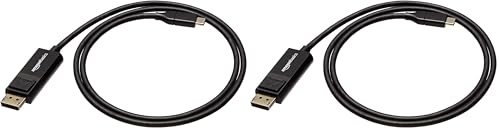 Amazon Basics Bi-Directional USB-C to DisplayPort Cable, 4K@60Hz, Compatible with MacBook Pro/Air and Thunderbolt 3, 3 ft, Black (Pack of 2) - size: 3 ft (Pack of 2)