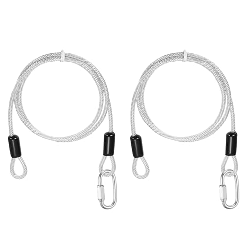 PATIKIL Security Cable Lock (3/16" Dia 3.3ft, Clear)(2 Set) Vinyl Coated 304 Stainless Steel Double Loop Flexible Wire Rope Safety Cable with Quick Links Locking Connectors - color: Clear, size: 3.3ft x 3/16"