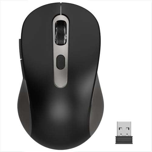 Wireless Ergonomic Computer Mouse for Laptop PC Chromebook Desktop | Silent Cordless Mice with USB Dongle, Side Button, Quiet Click, 1000/1600/2400 DPI Invisible Optical Sensor - Black & Gray - color: AT258-Gray