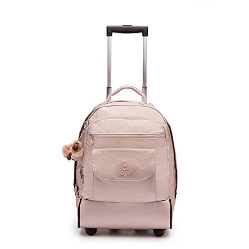 Kipling Sanaa Large Metallic Rolling Backpack Quartz Metallic - color: Quartz Metallic, size: 12.5" x 18.5" x 10.75"