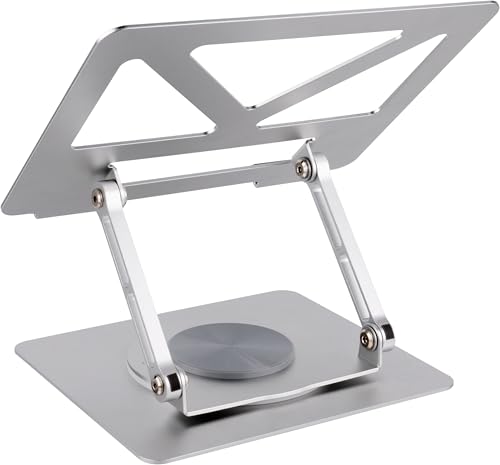 360 Rotating Aluminum Laptop Stand, Adjustable & Foldable Ergonomic Computer Stand, Compatible with MacBook, iPad, Dell, HP up to 16 Inches for Home & Office, Silver - color: Silver