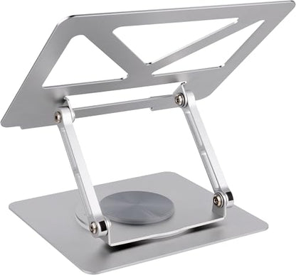 360 Rotating Aluminum Laptop Stand, Adjustable & Foldable Ergonomic Computer Stand, Compatible with MacBook, iPad, Dell, HP up to 16 Inches for Home & Office, Silver - color: Silver