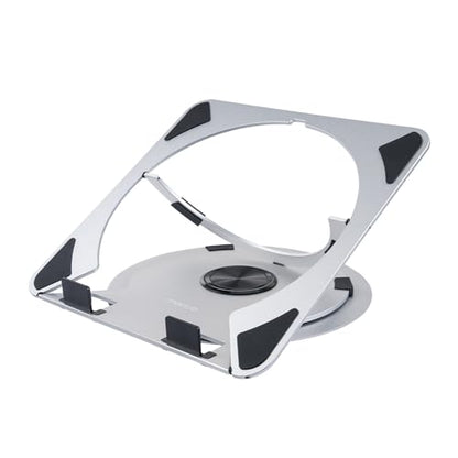 MOSISO Laptop Stand for Desk, Adjustable Aluminum Alloy Computer Stand with 360 Degree Rotating Base, Ergonomic Keyboard Riser Kickstand for Collaborative Work, Compatible with All Laptops, Silver