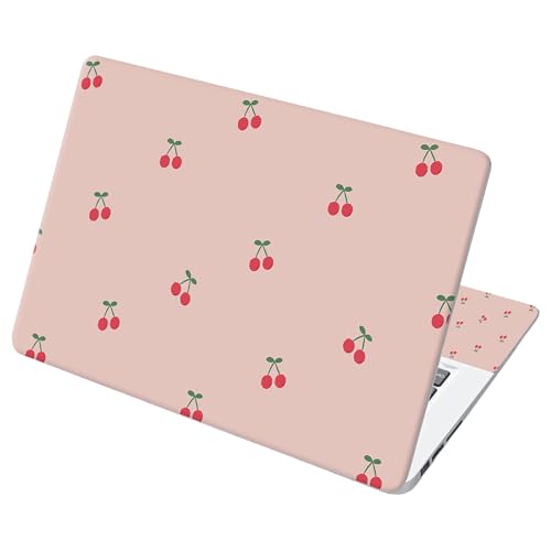 Universal Laptop Skin Sticker with 2 Wrist Pad Decals, 3-Piece Removable Vinyl Laptop Cover, Pink Cherry Waterproof Anti-Scratch, Easy-Trim Fit for 13.3" 14" 15.6" Laptops - color: Pink Cherry